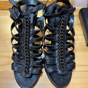 Coach black open toe strappy heels